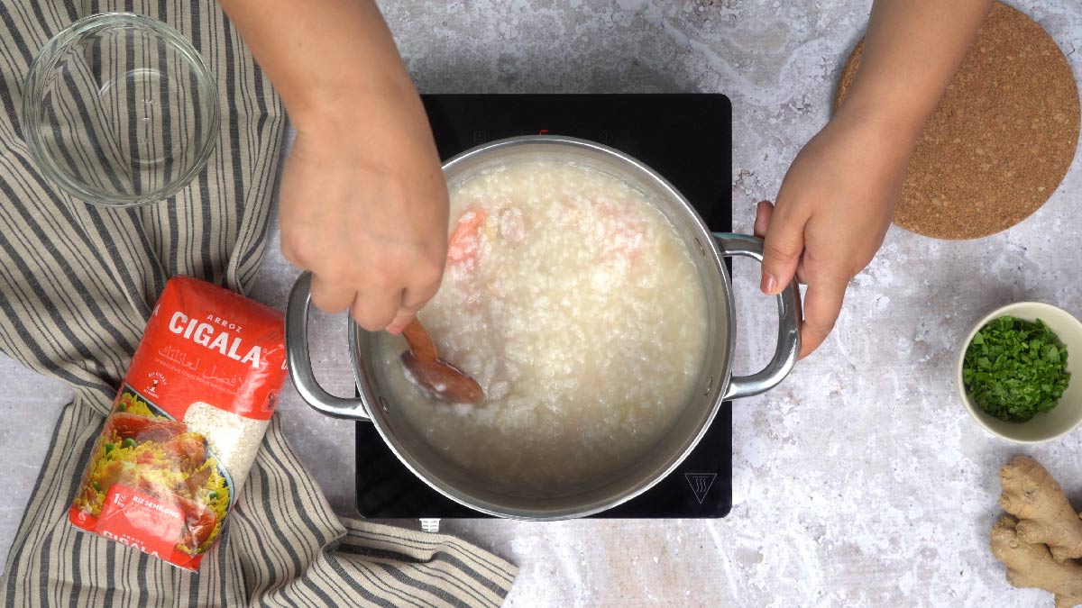 Recette de congee : Cuisson du Poulet