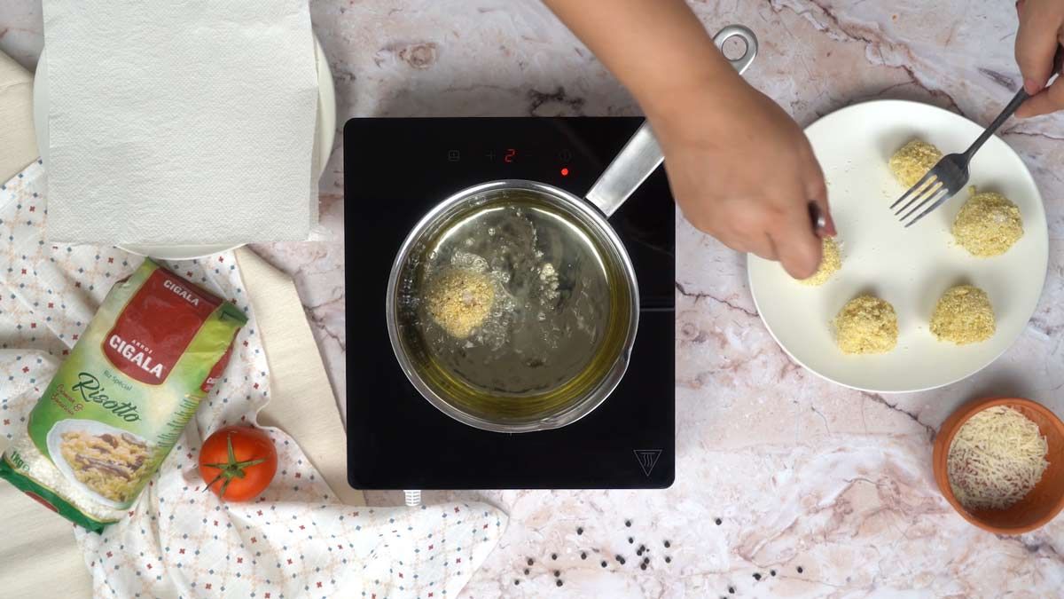 arancini: Cuisson des arancini