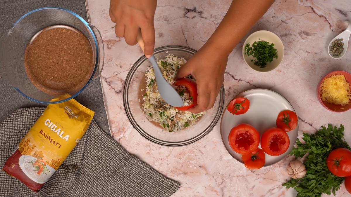 Tomates Farcies Riz Végétarienne: Ajout du riz